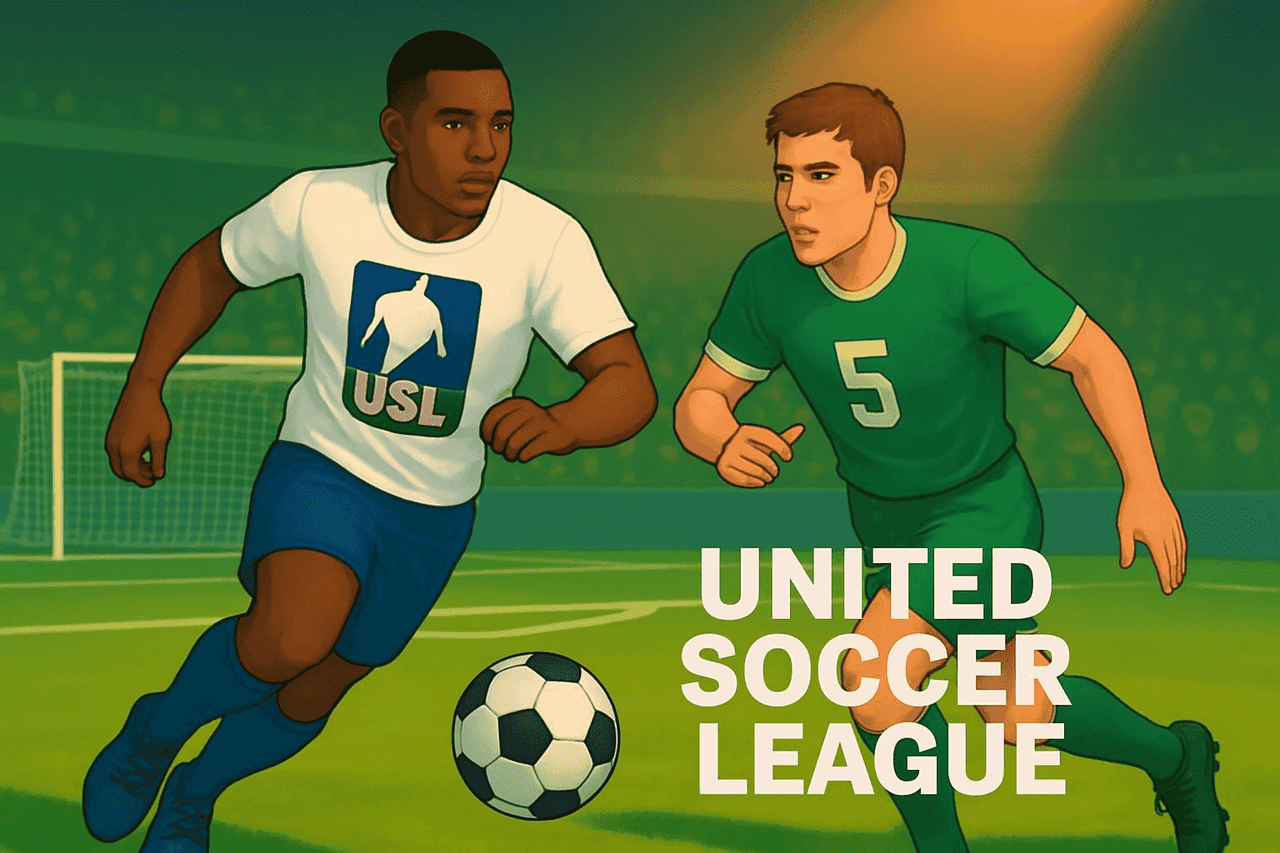 The USL Championship is contested by two teams wearing blue and white jerseys