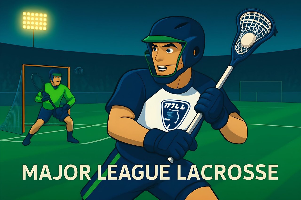 Two Major League Lacrosse players competing at a live sports event