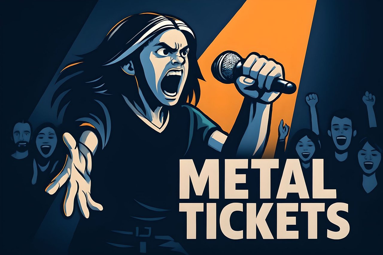 A female artist performing heavy metal